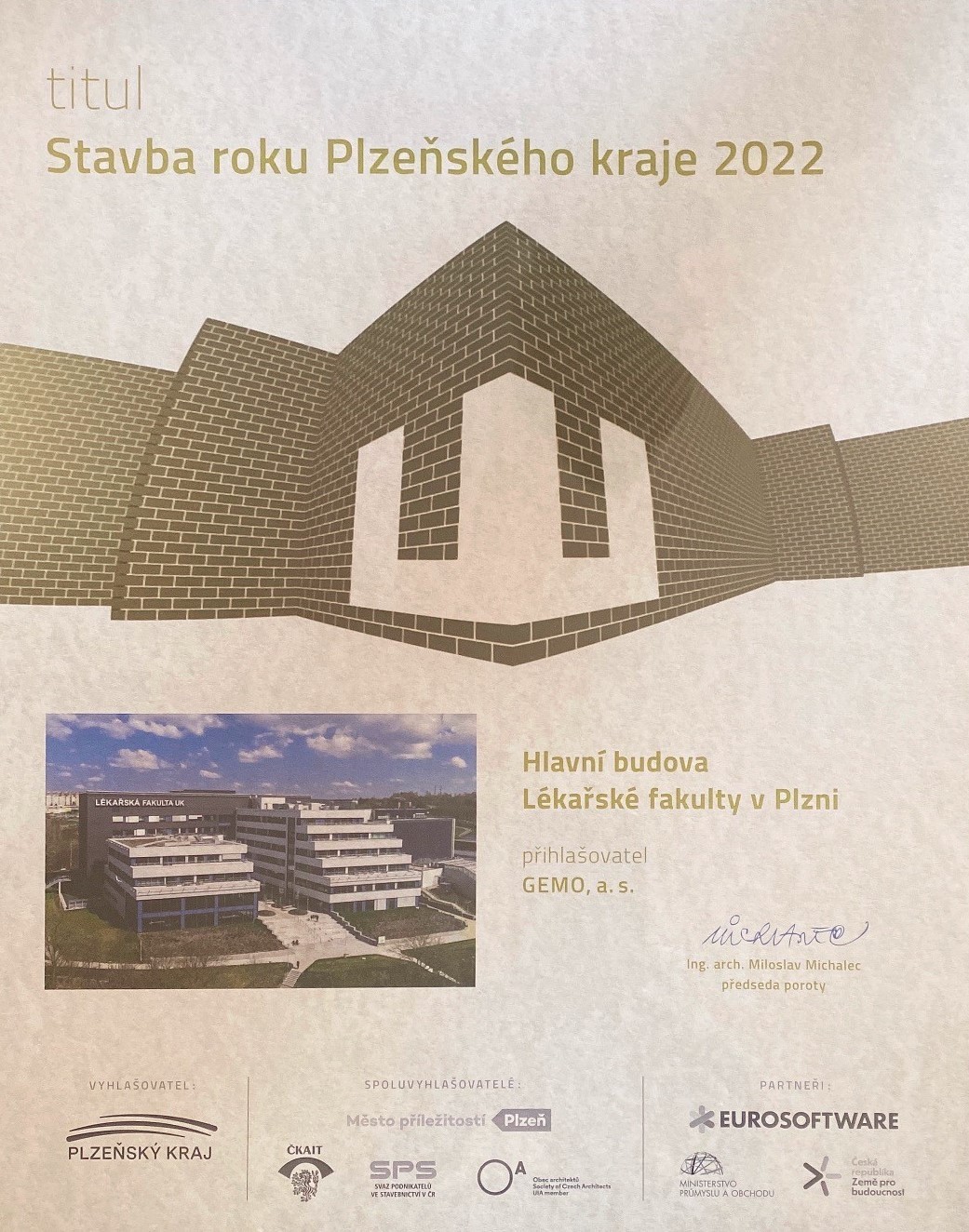 Diplom Stavba roku Plzeňského kraje 2022